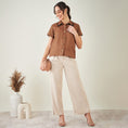 Load image into Gallery viewer, Brown Linen Shirt with Lace Detail
