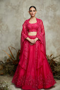 Load image into Gallery viewer, Silk Blouse With Organza Cape And Lehenga
