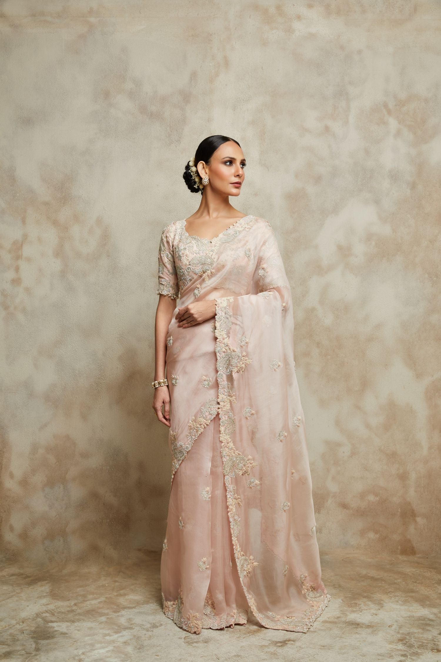 Silk Blouse With Organza Saree