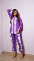 Load image into Gallery viewer, Purple Vertical Embroidered Parsi Coord
