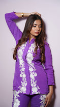 Load image into Gallery viewer, Purple Vertical Embroidered Parsi Coord
