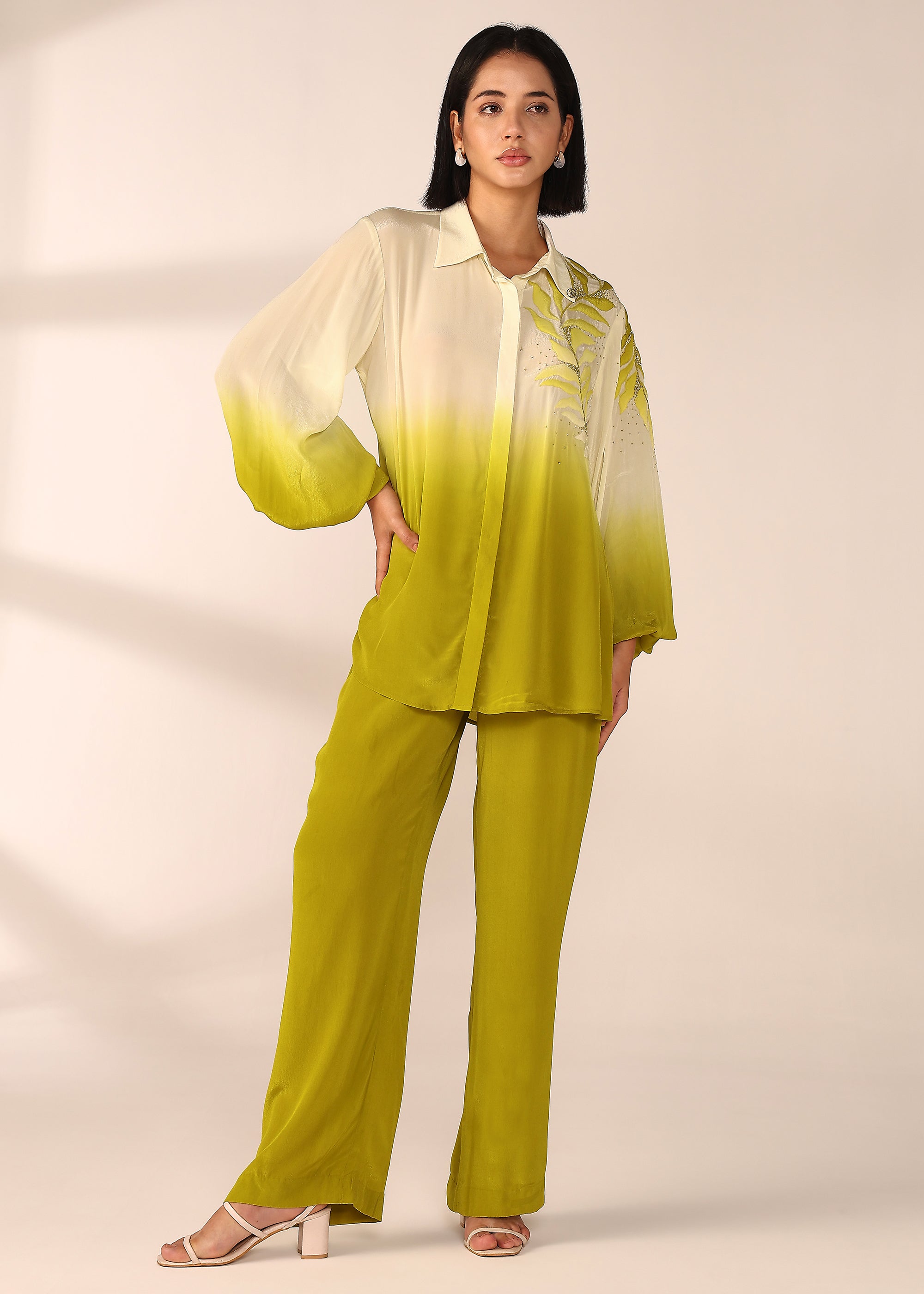SHOULDER EMBROIDERED CO-ORD SET