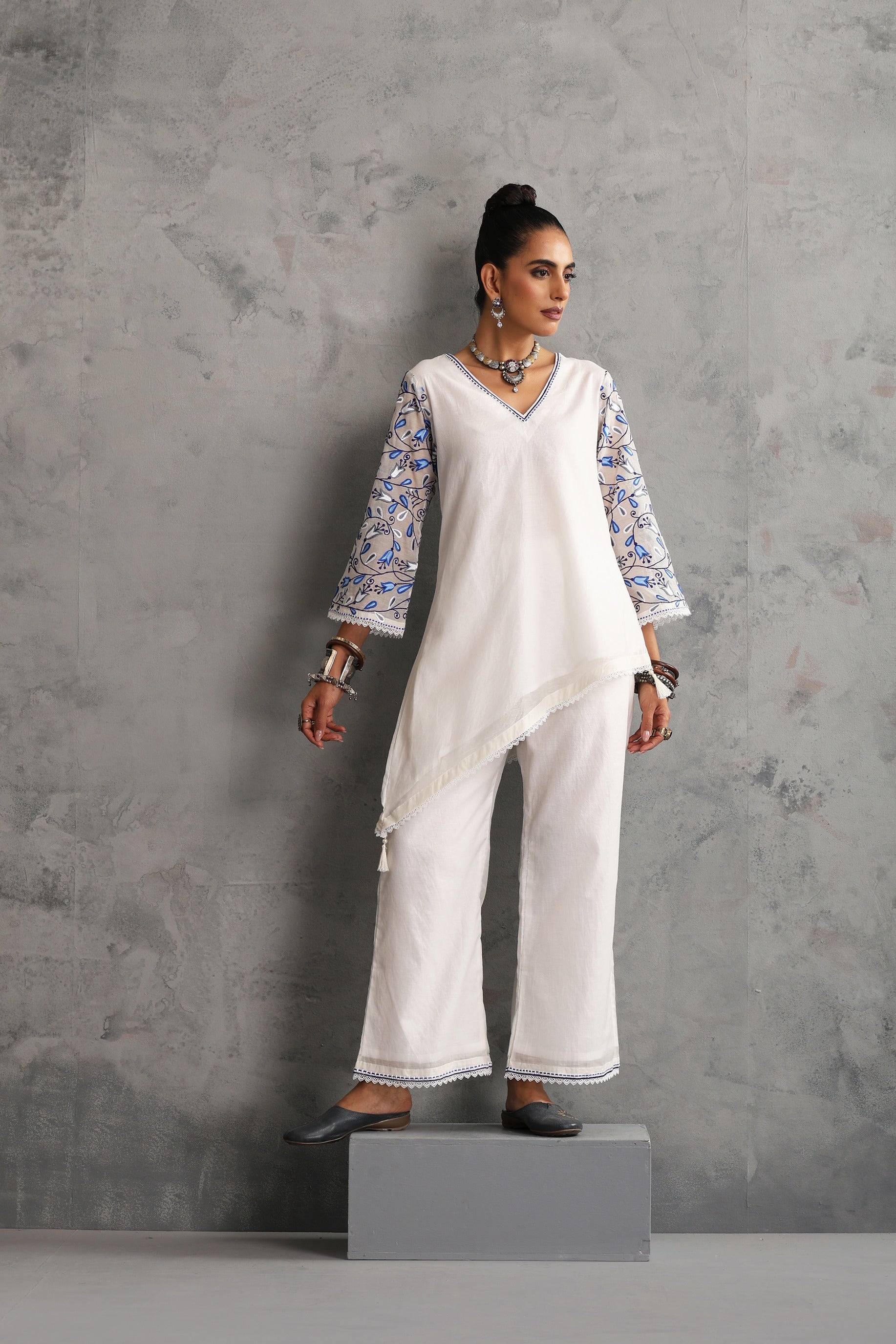 White Embroidered Co-ord Set