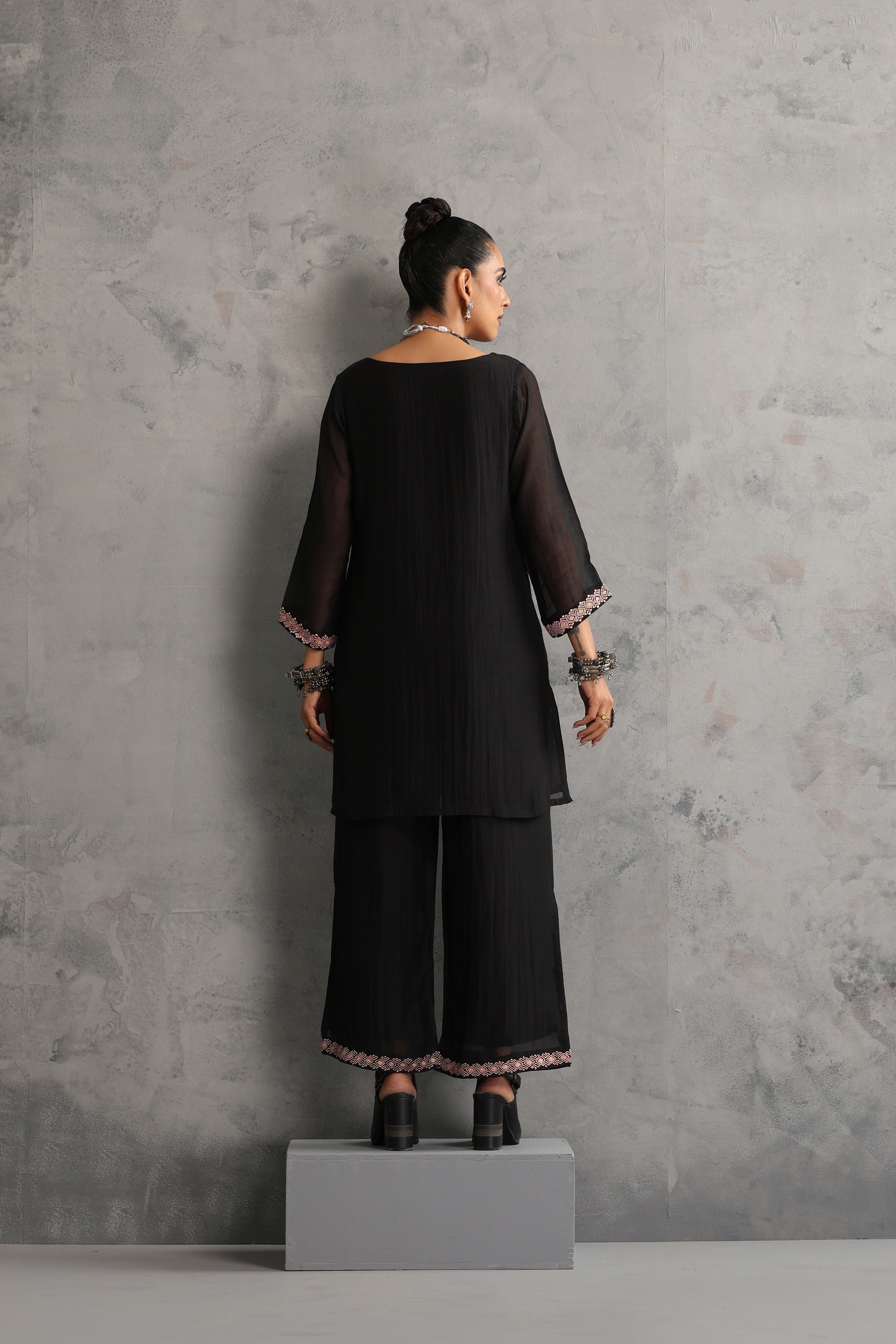 Black Embroidered Co-ord Set