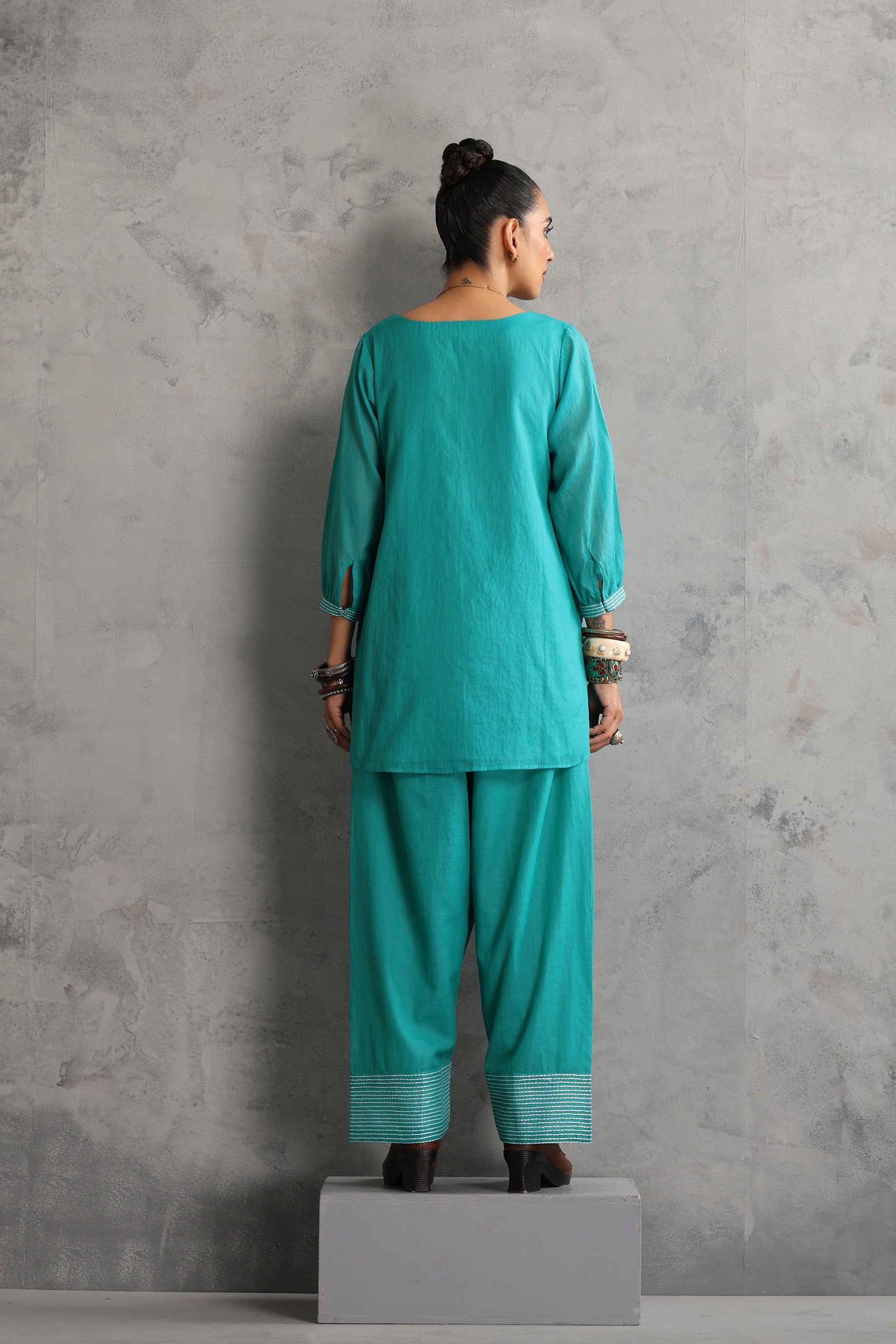 Teal Embroidered Co-ord Set