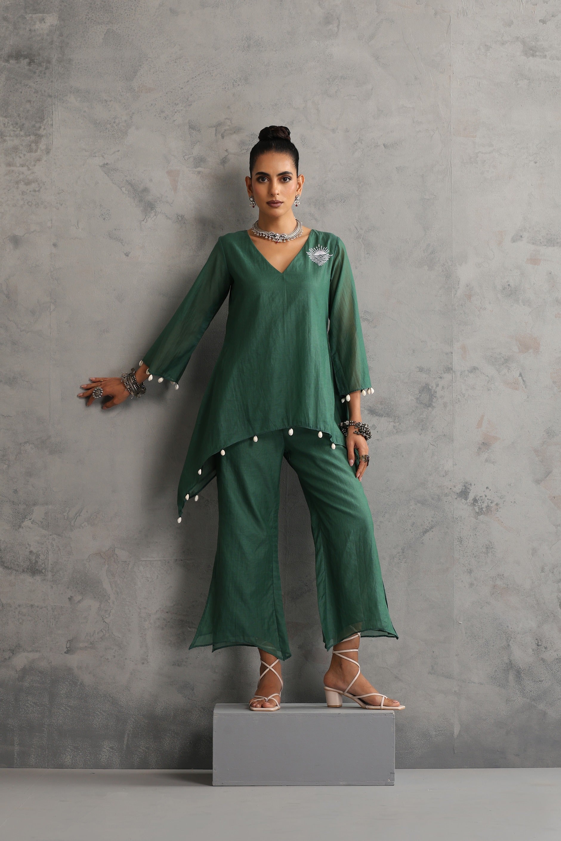 Deep Green Embroidered Co-ord Set
