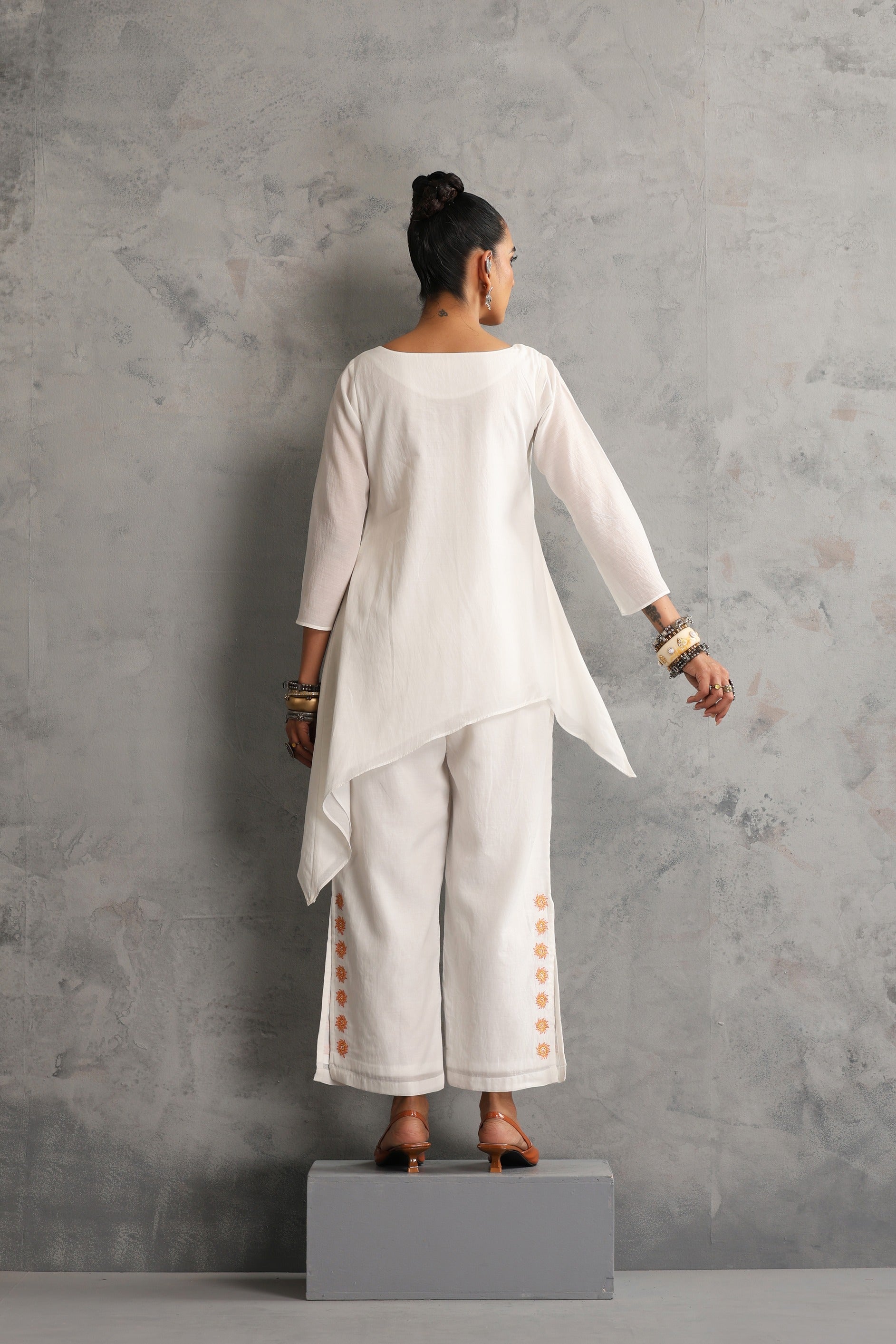 Off White Embroidered Co-ord Set