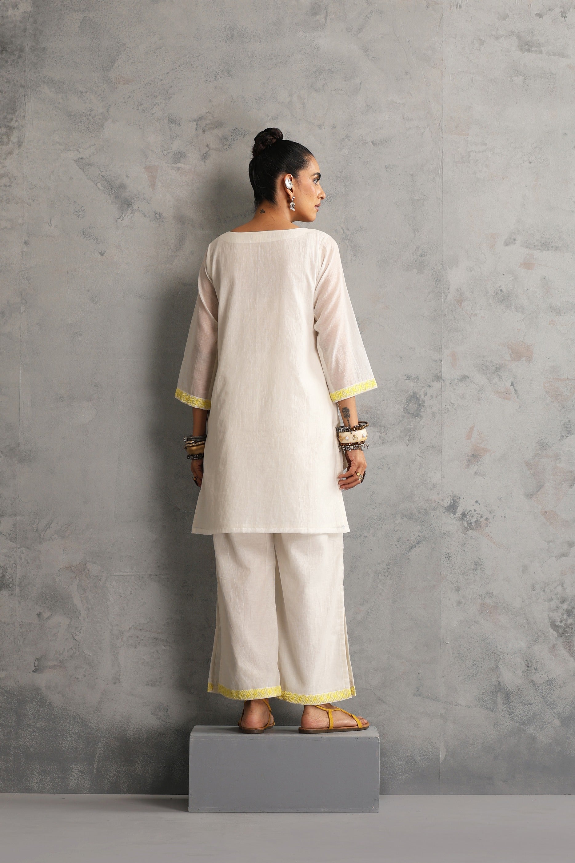 Off White Embroidered Co-ord Set