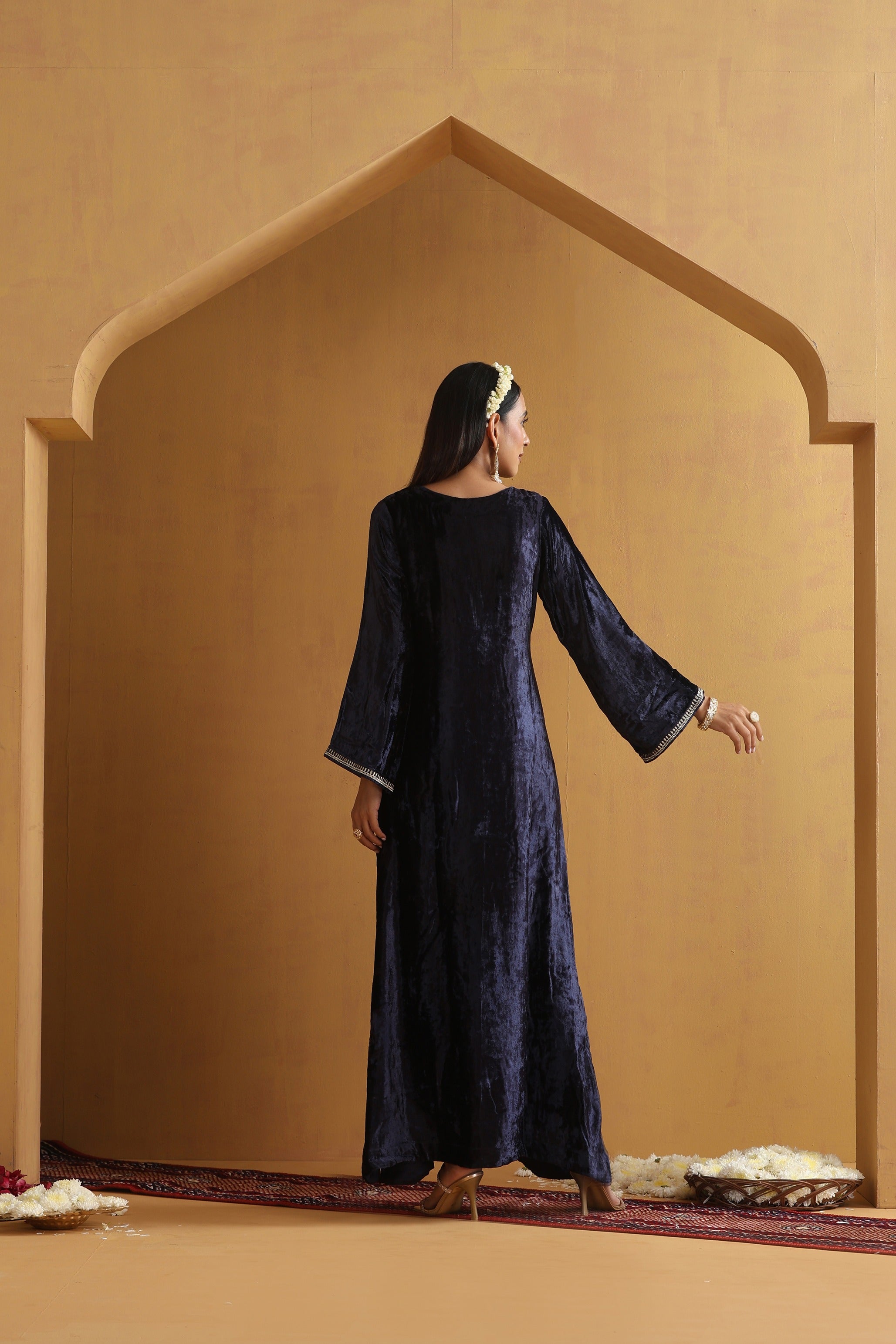 Navy Blue Embroidered Kaftan