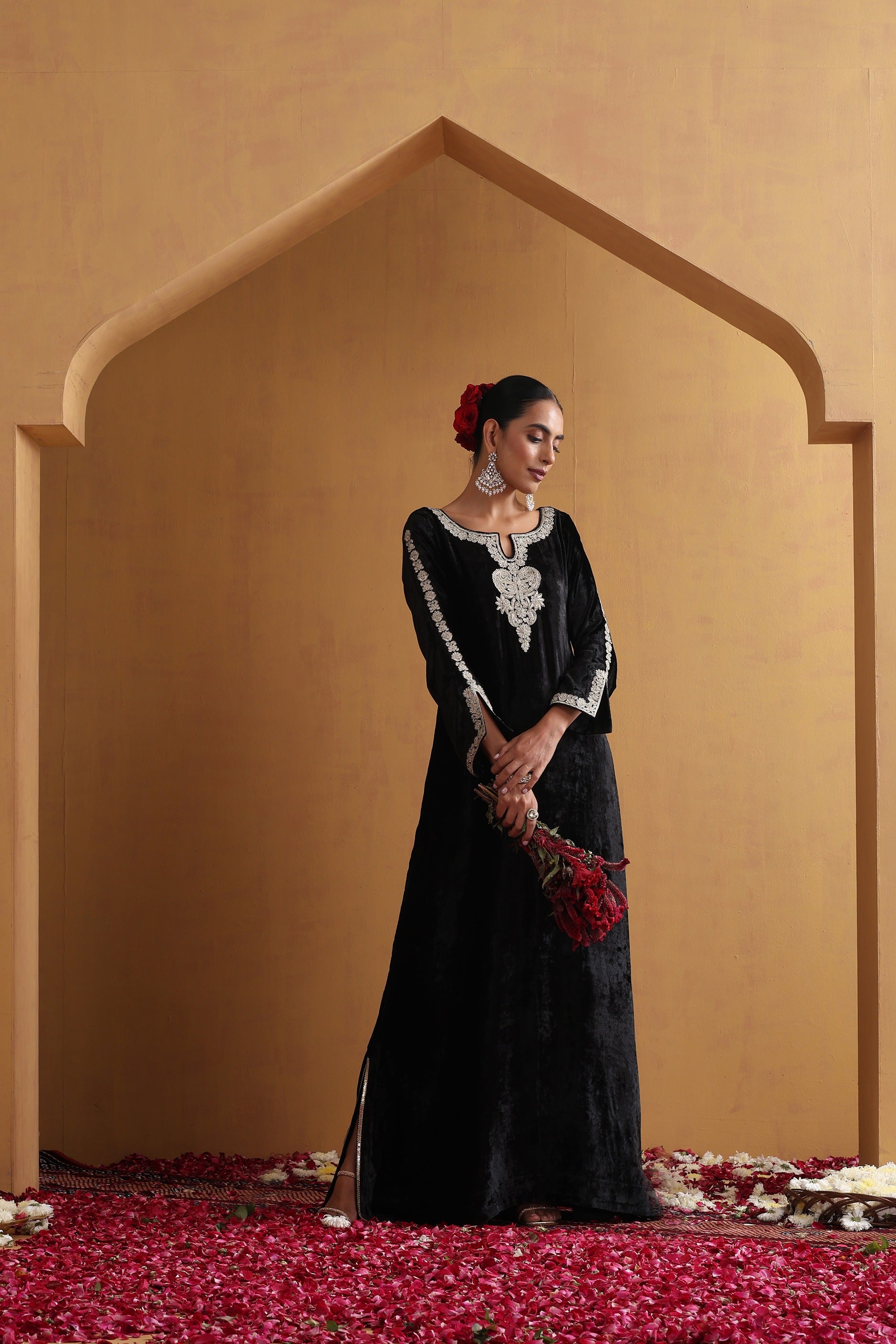 Black Embroidered Kaftan