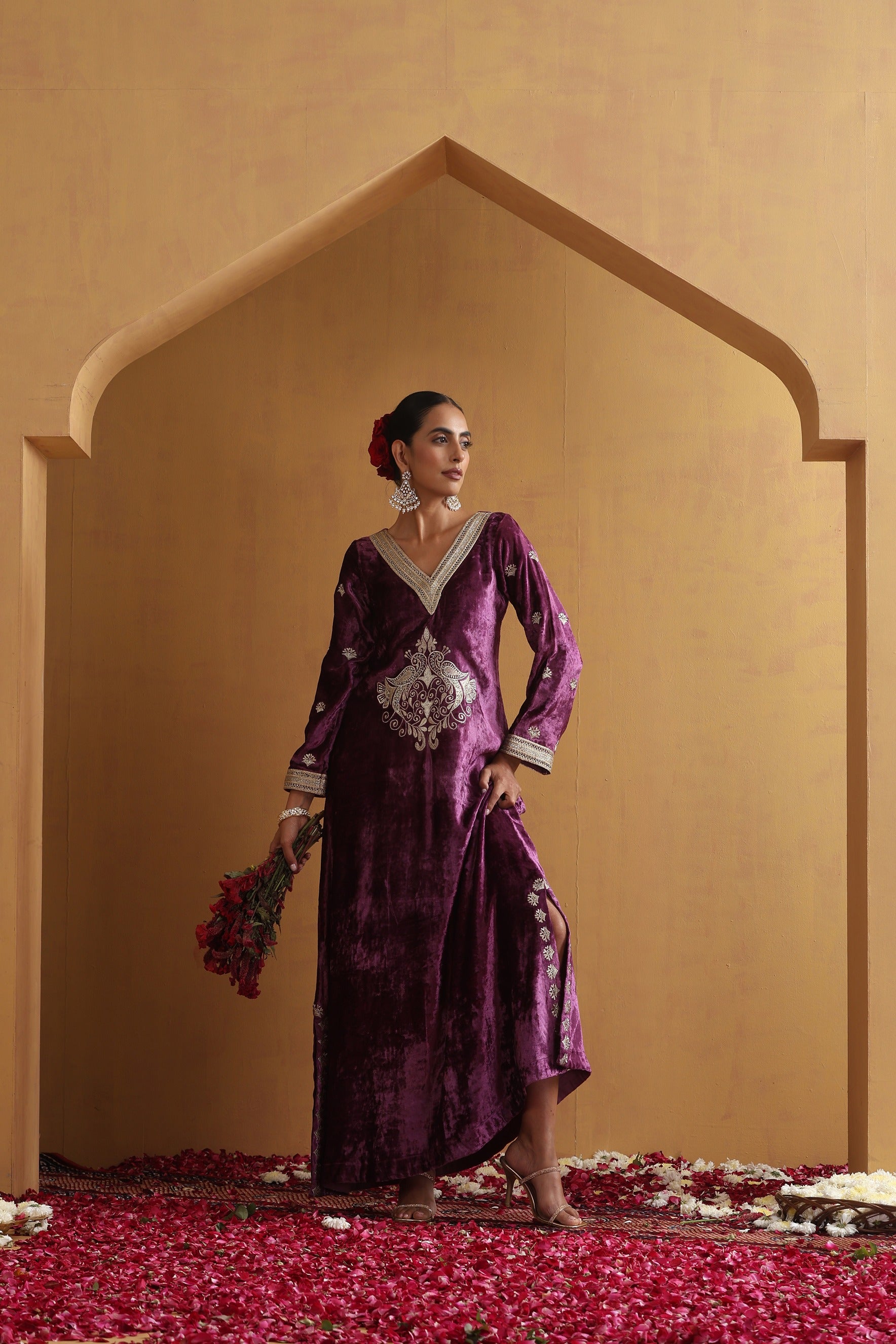 Purple Embroidered Kaftan
