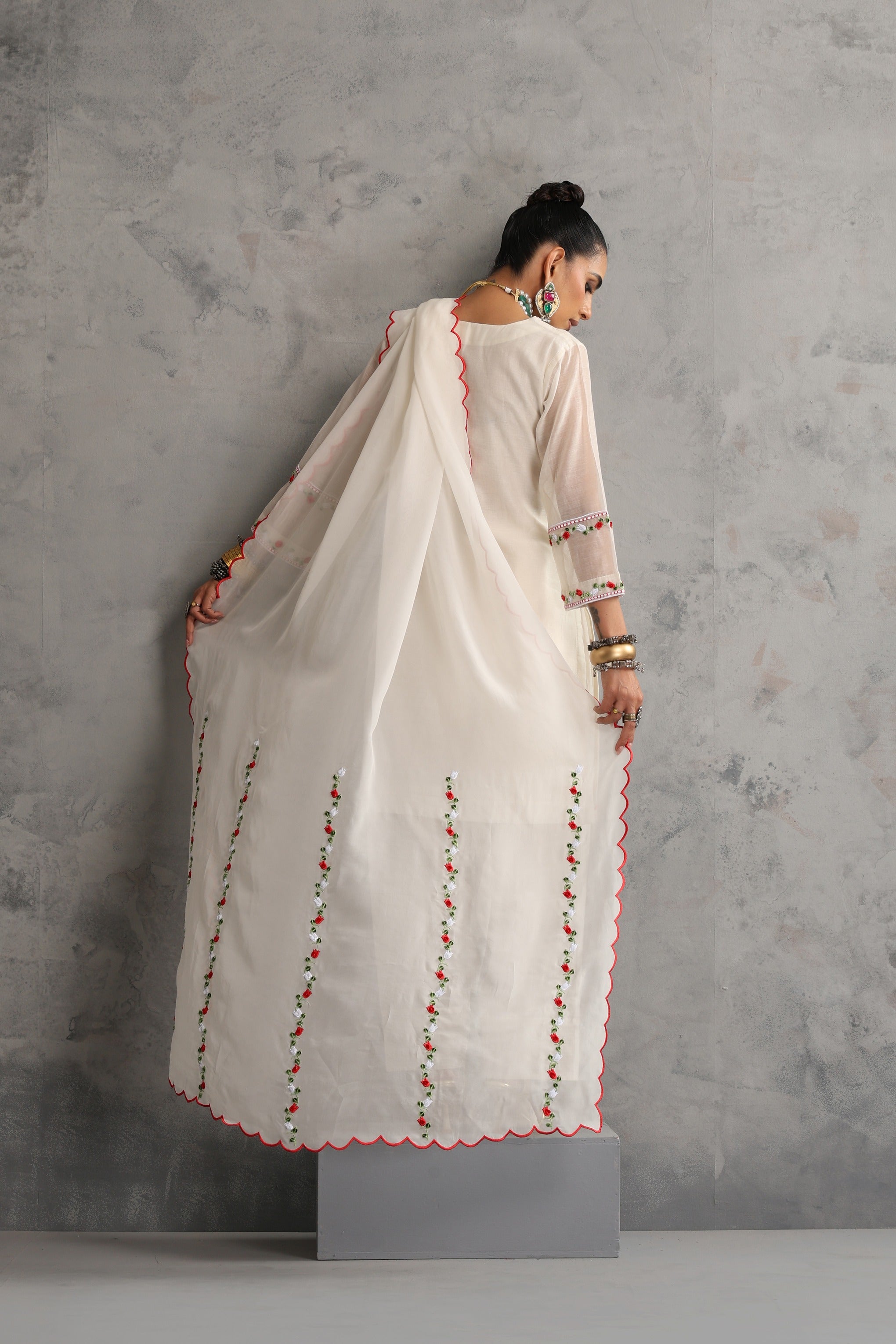 White Embroidered Kurta Set with Dupatta
