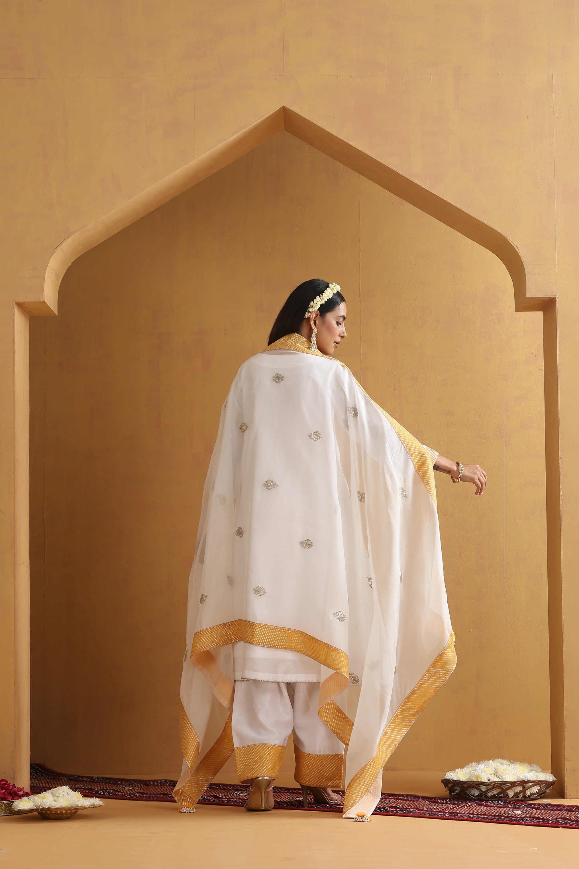 White Embroidered Kurta Set with Dupatta