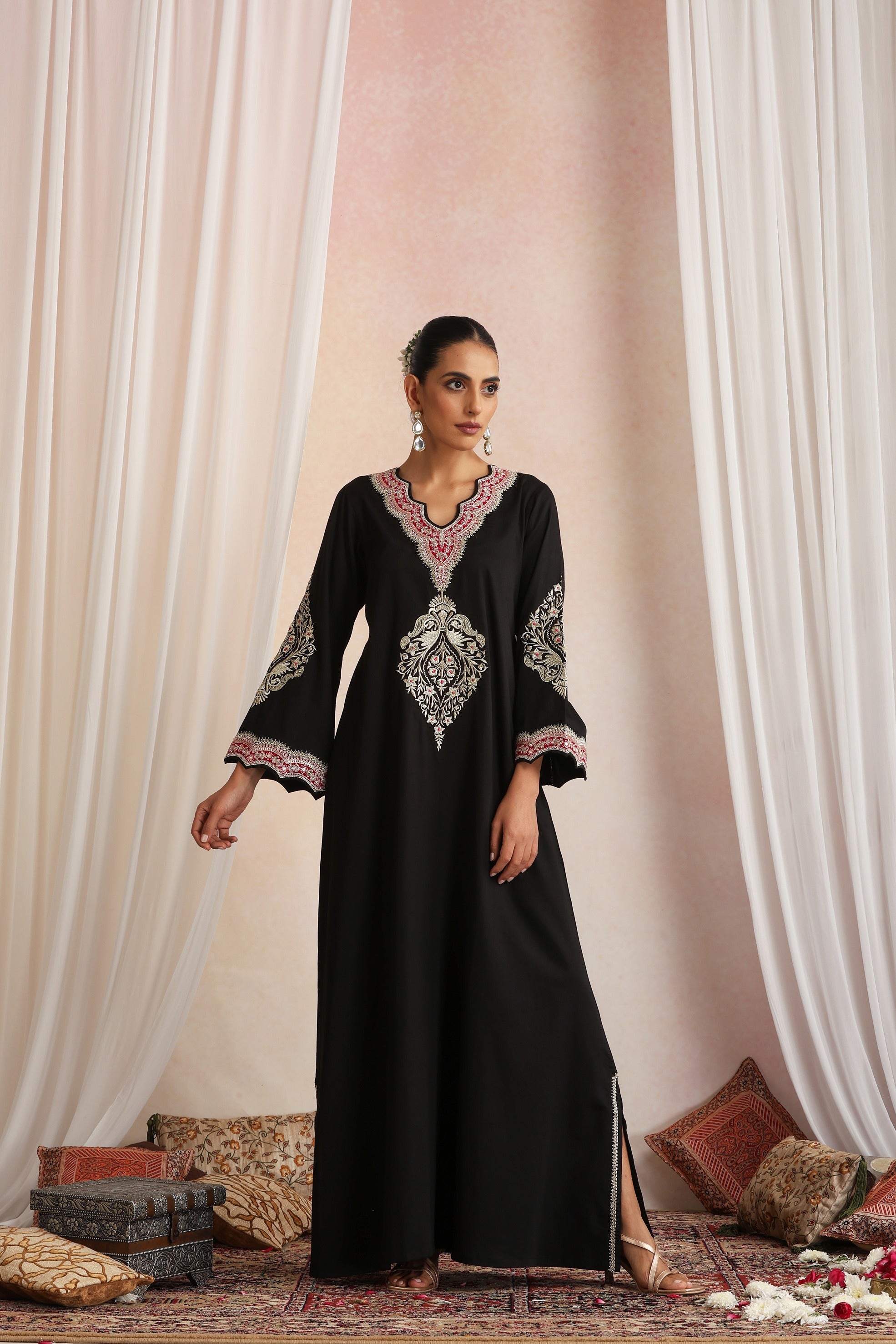 Black Embroidered Kaftan