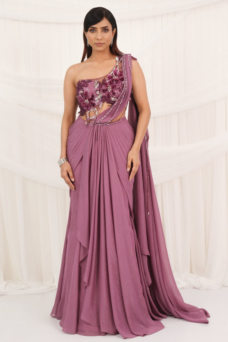 Blush Mauve Draped Sarees