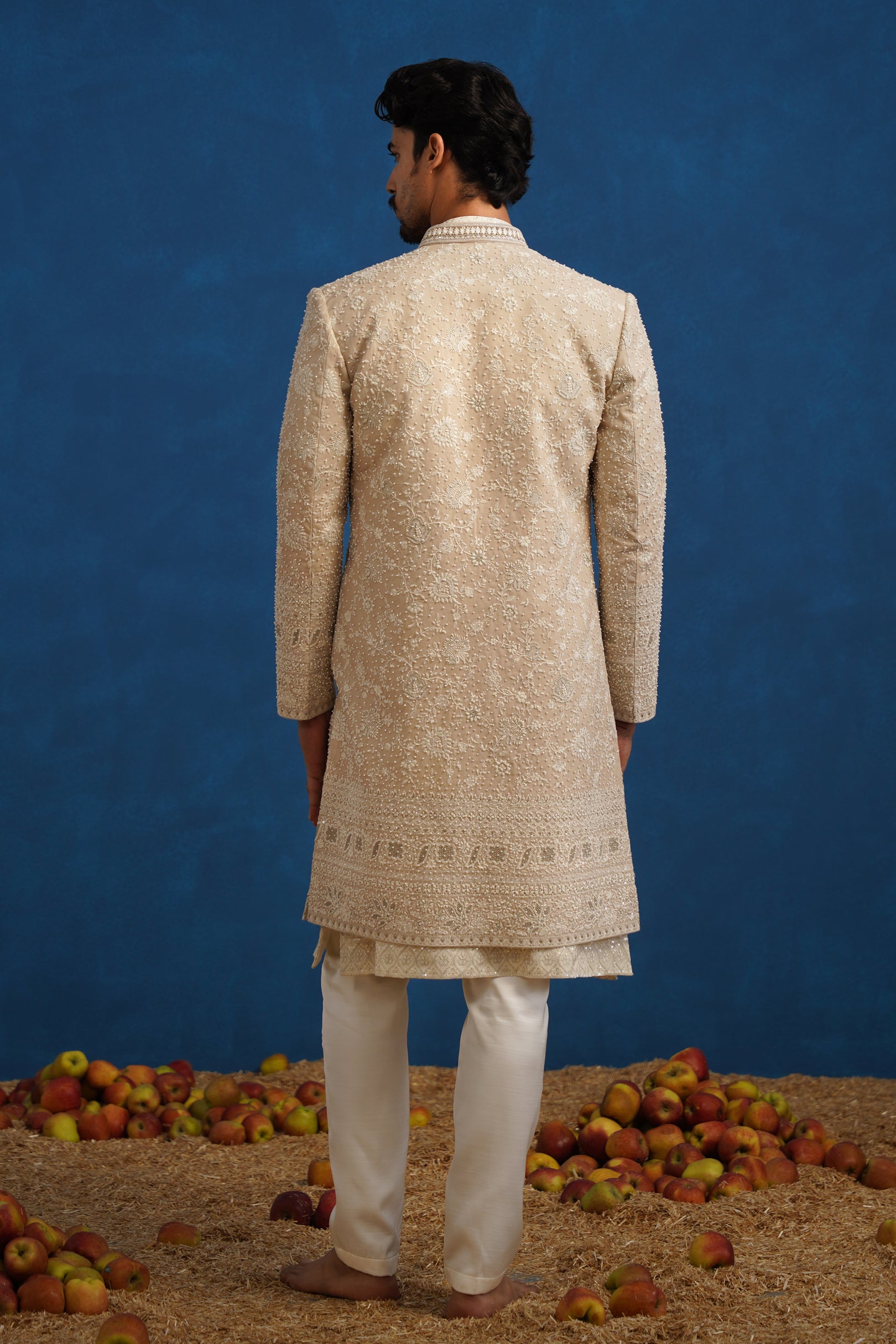 DIVIT CUTDANA BEIGE SHERWANI SET
