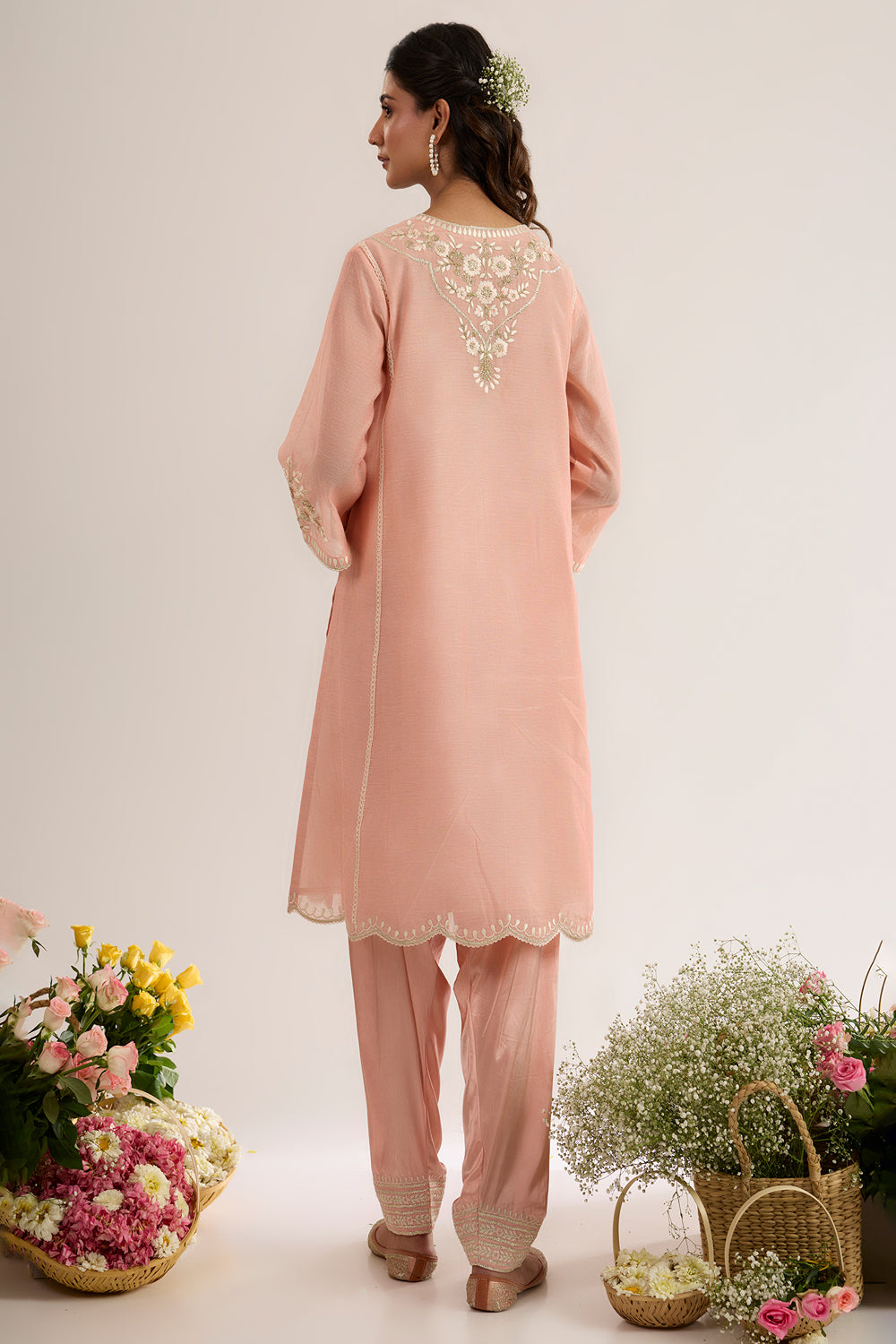 Long Choga With Salwar And Organza Dupatta