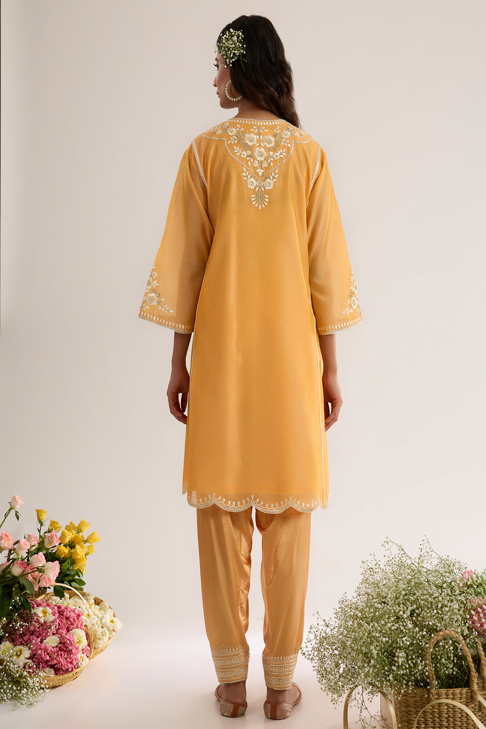 Long Choga With Salwar And Organza Dupatta