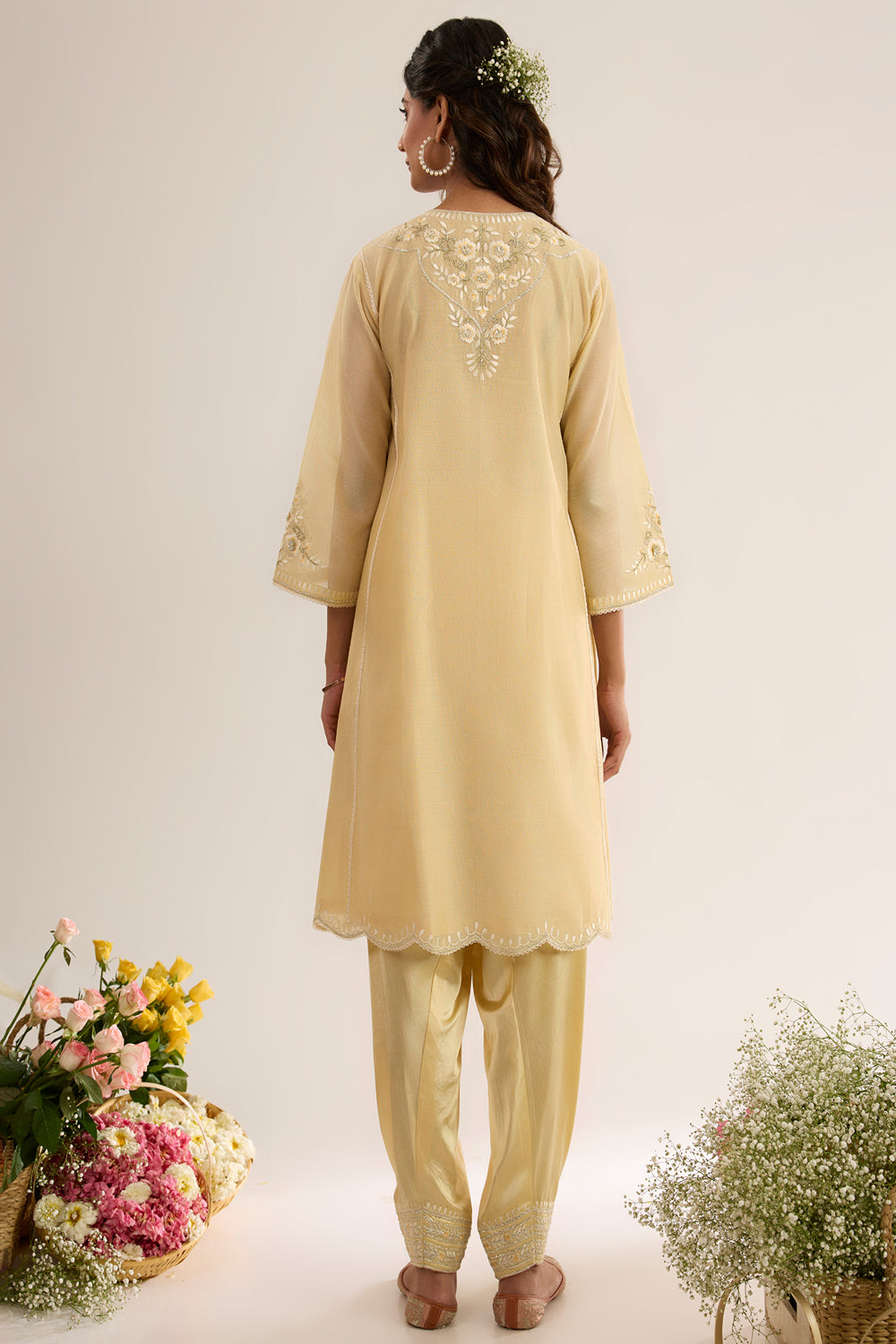 Long Choga With Salwar And Organza Dupatta