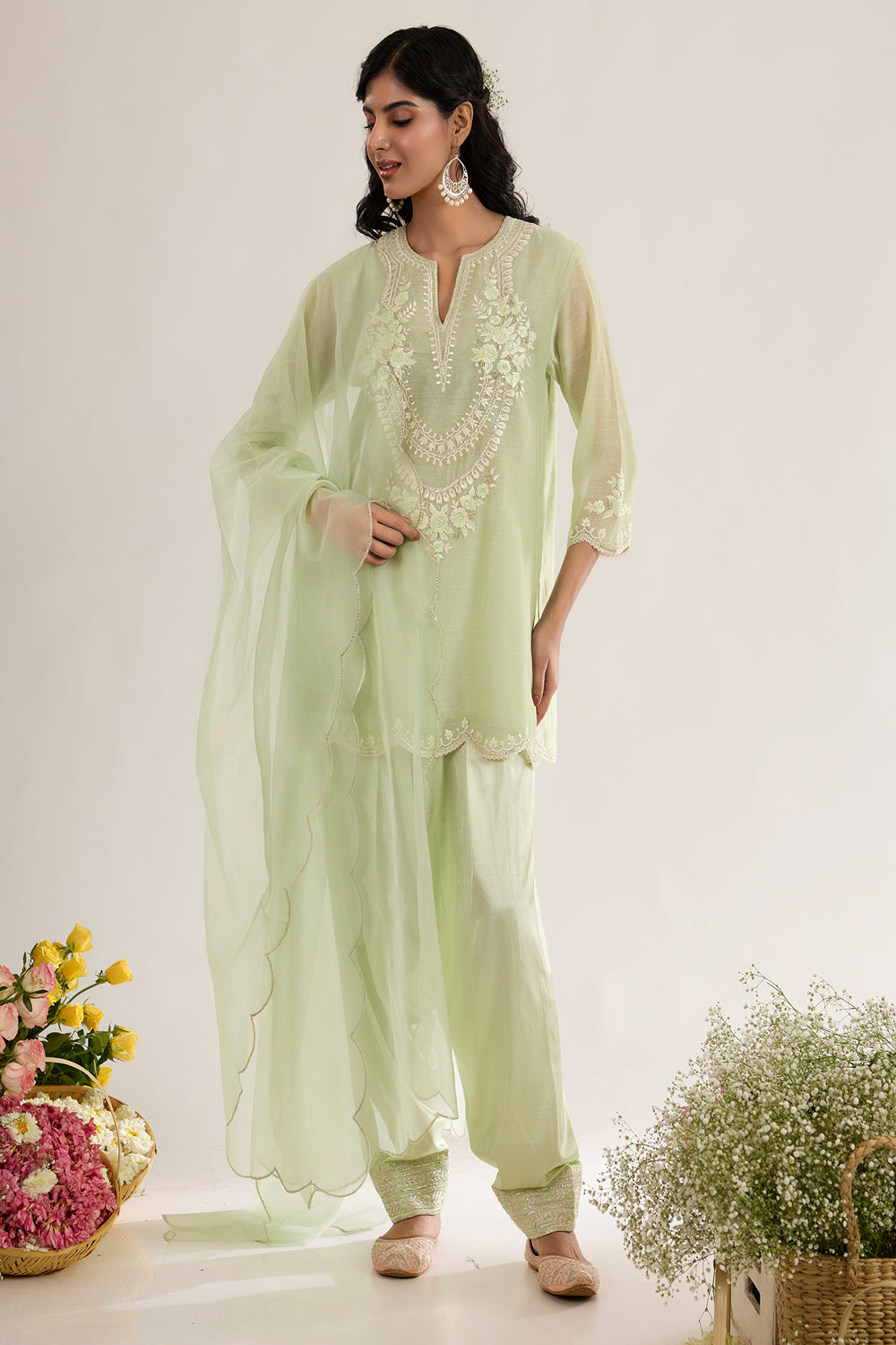 Short Kurta With Salwar And Dupatta
