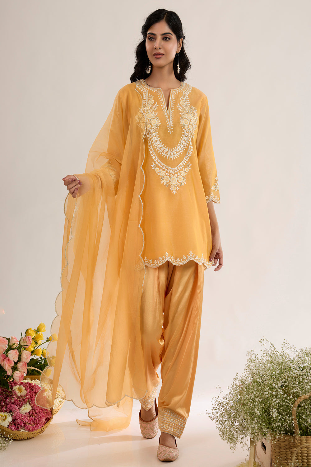 Short Kurta With Salwar And Dupatta