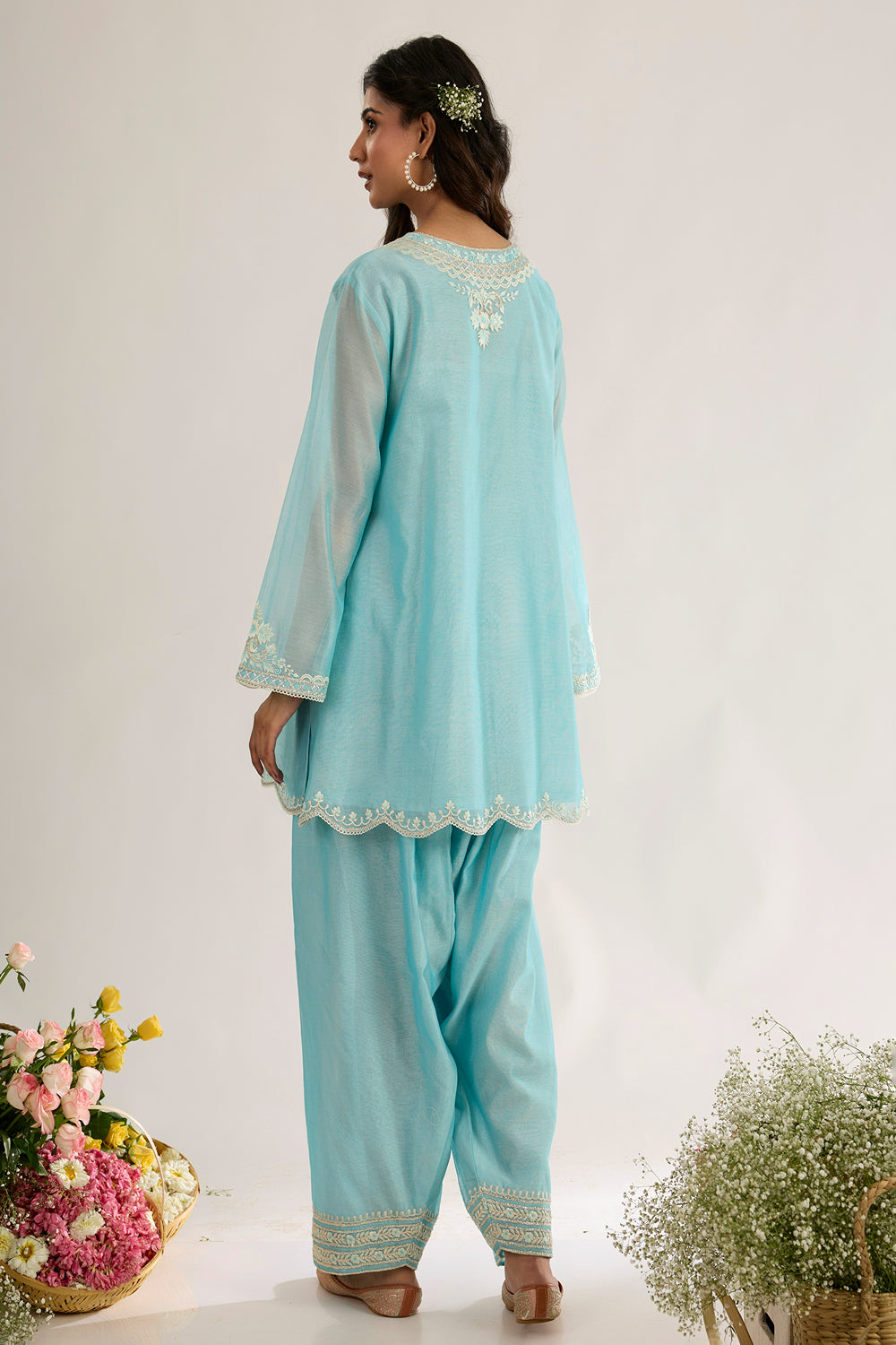 Short Kurta With Farsha Salwar And Dupatta