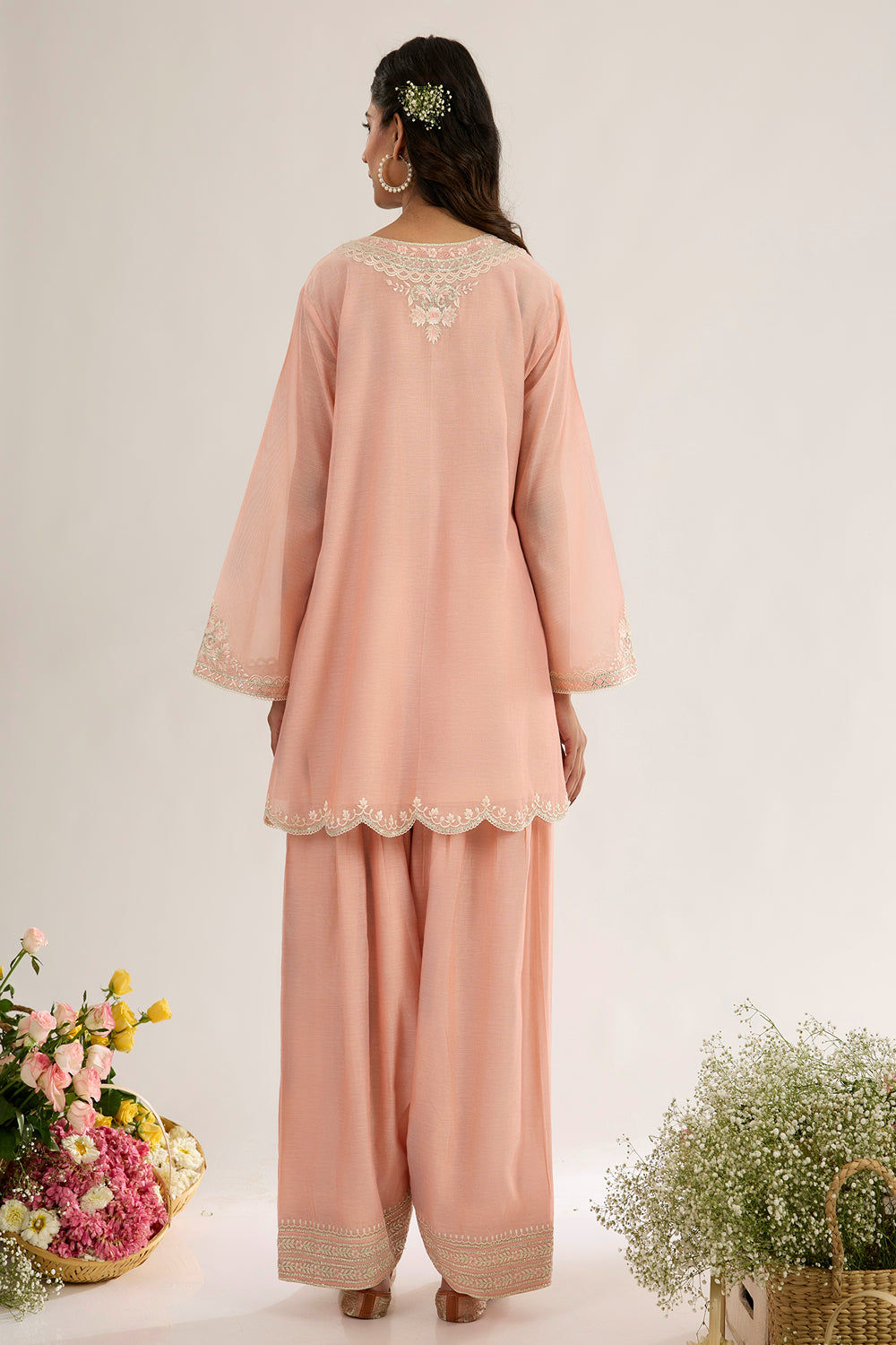 Short Kurta With Farsha Salwar And Dupatta