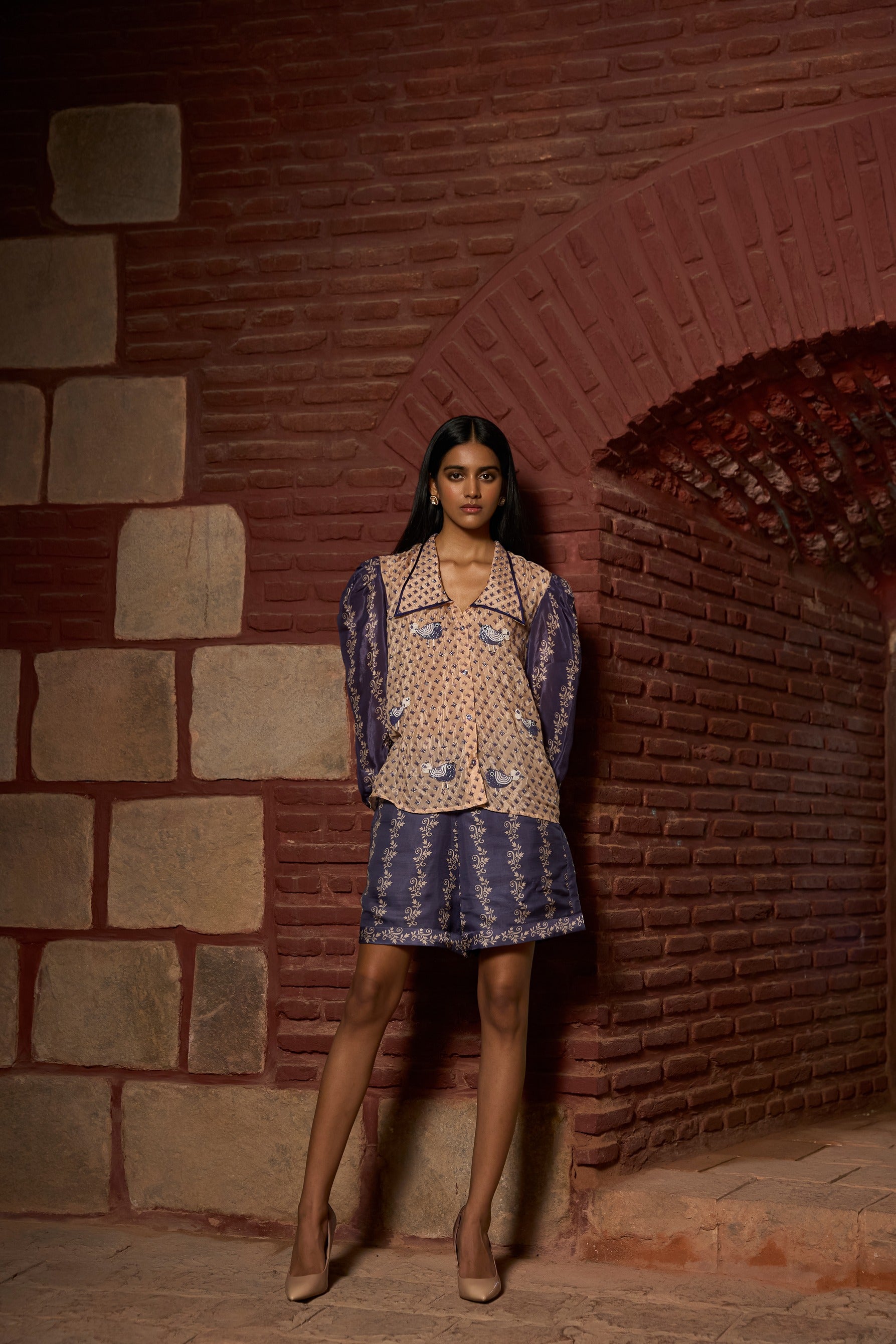 Embroidered Bird Motif Co-Ord Set