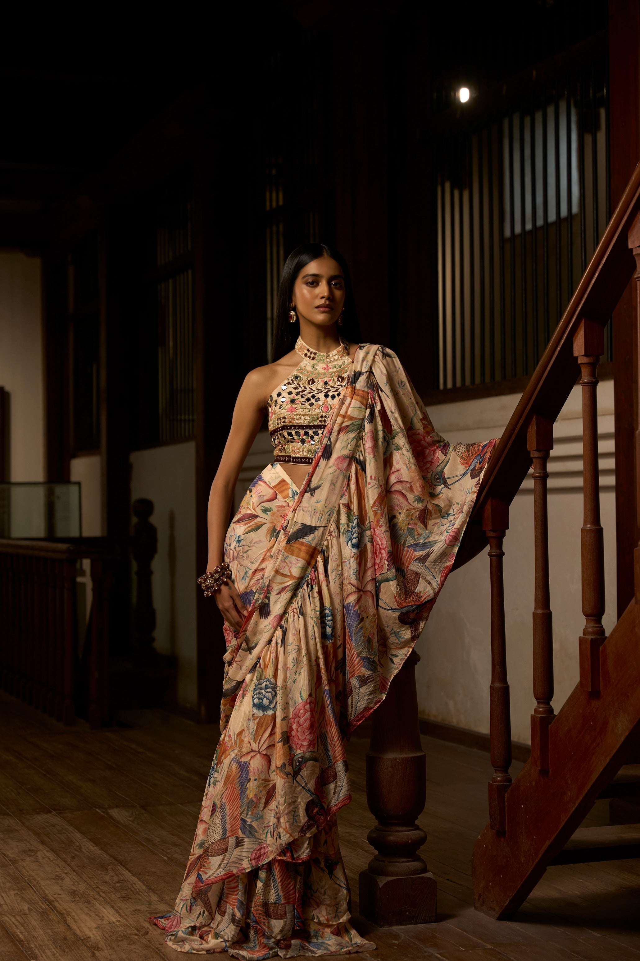 Dior Wilderness – Nature-Inspired Ruffle Saree Set