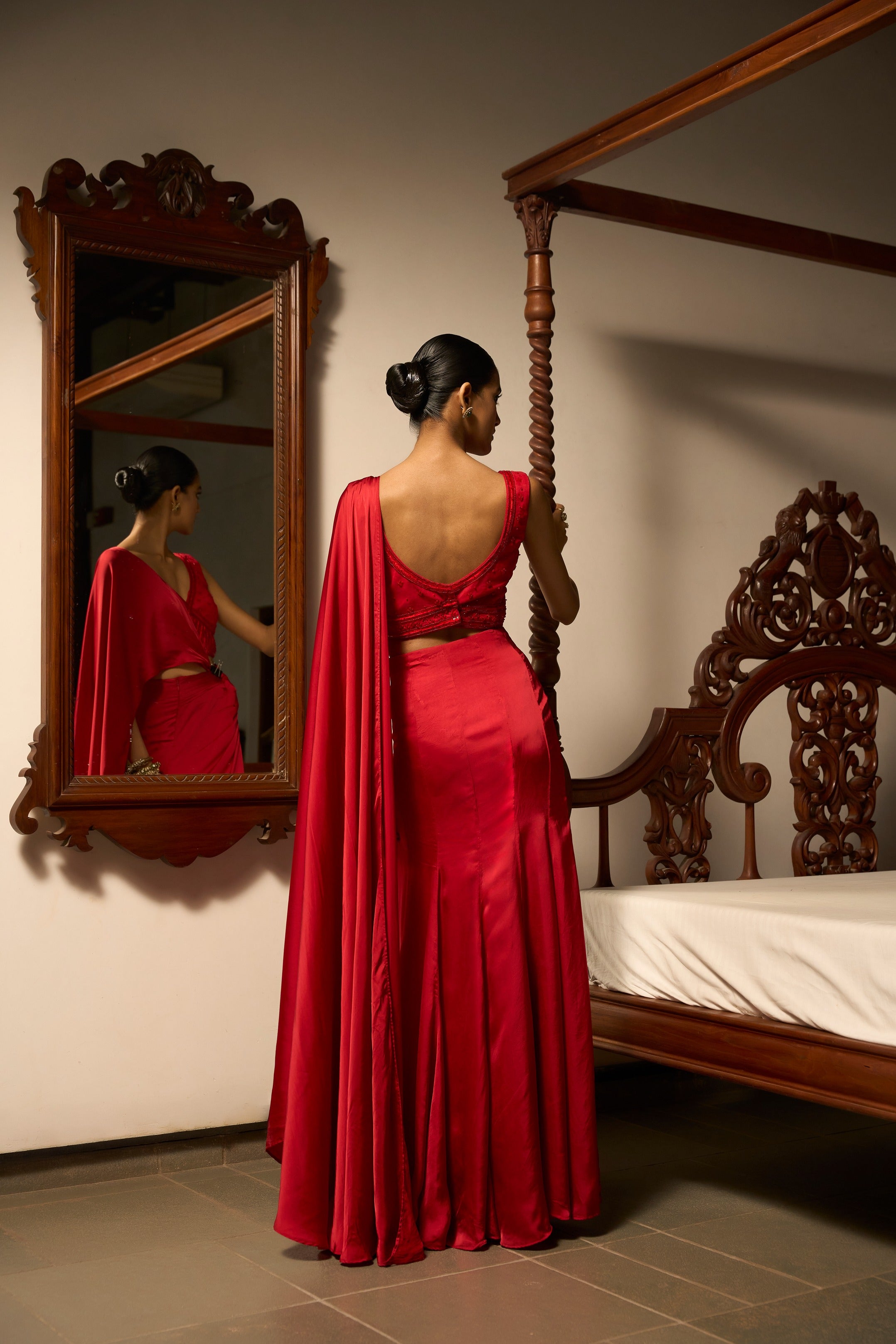 Crimson Knotted Drape Set