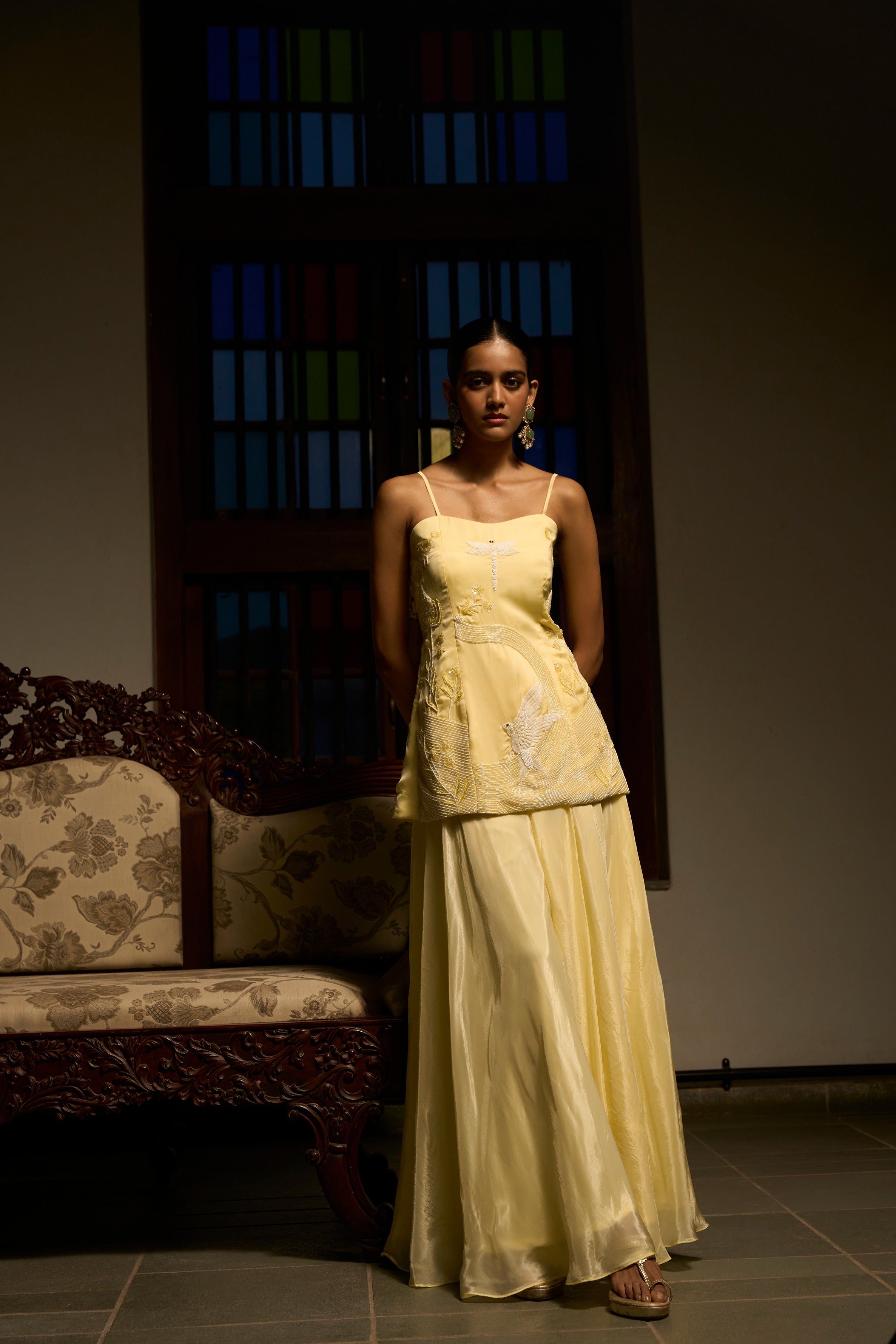 Lemon Glow Peplum Ensemble Co-Ord Set