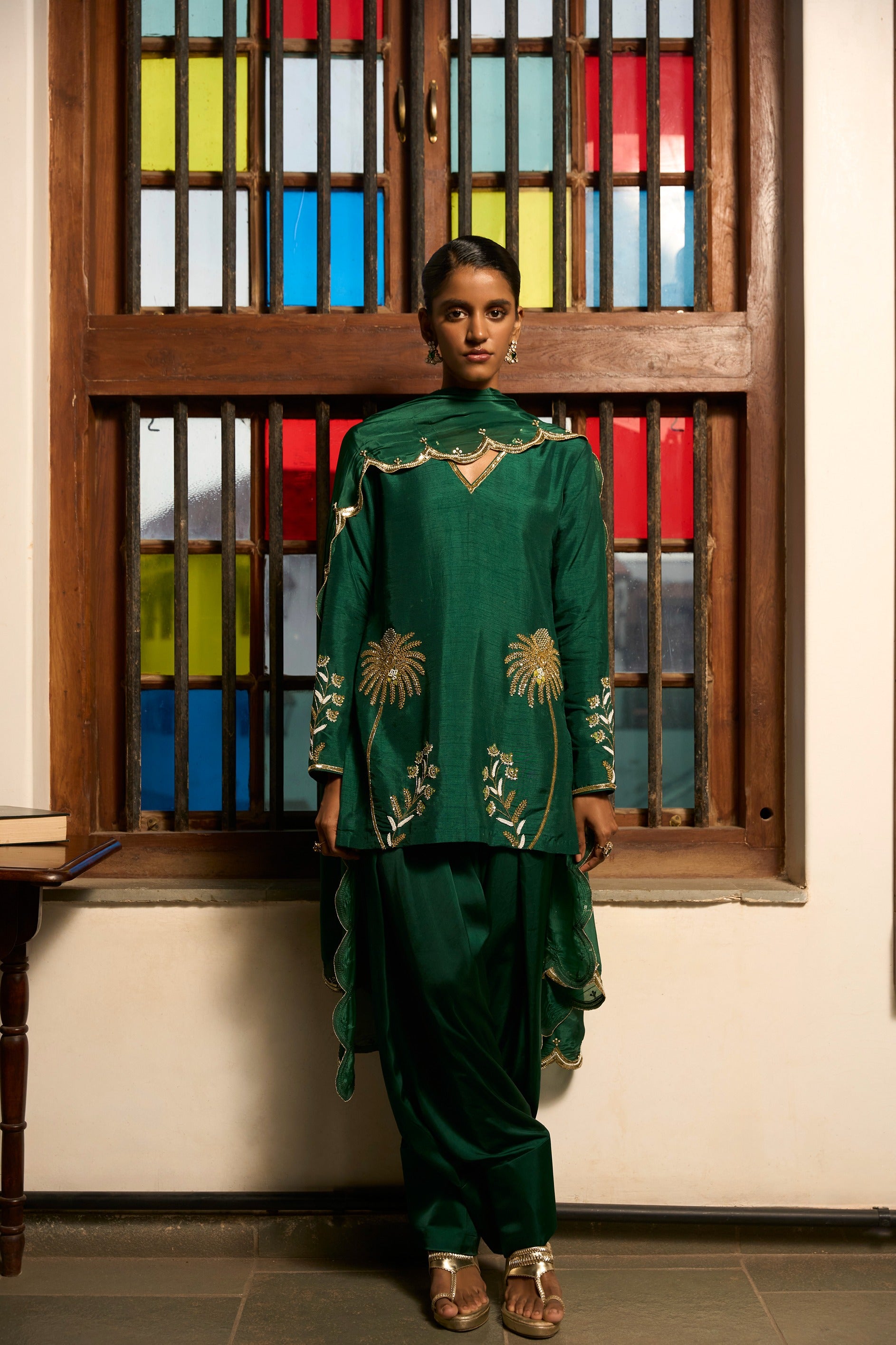 Green Golden Meadow Kurta Set