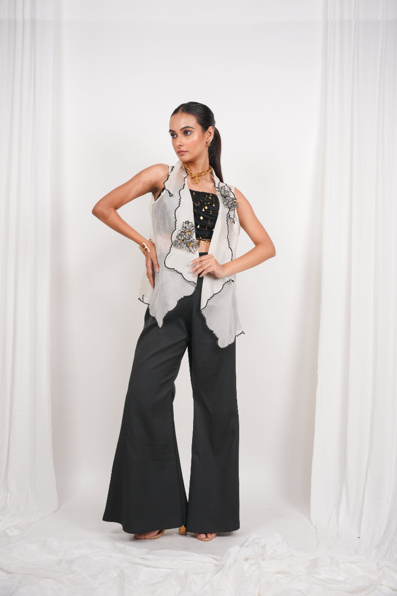 SHORT JACKET WITH HANGING BLOUSE AND PANTS