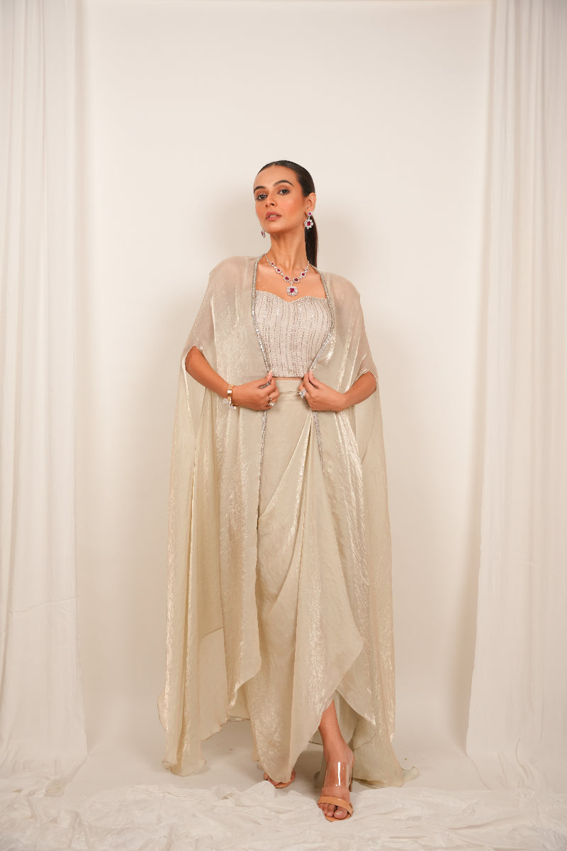 SKIRT, BUSTIER AND KAFTAN SET