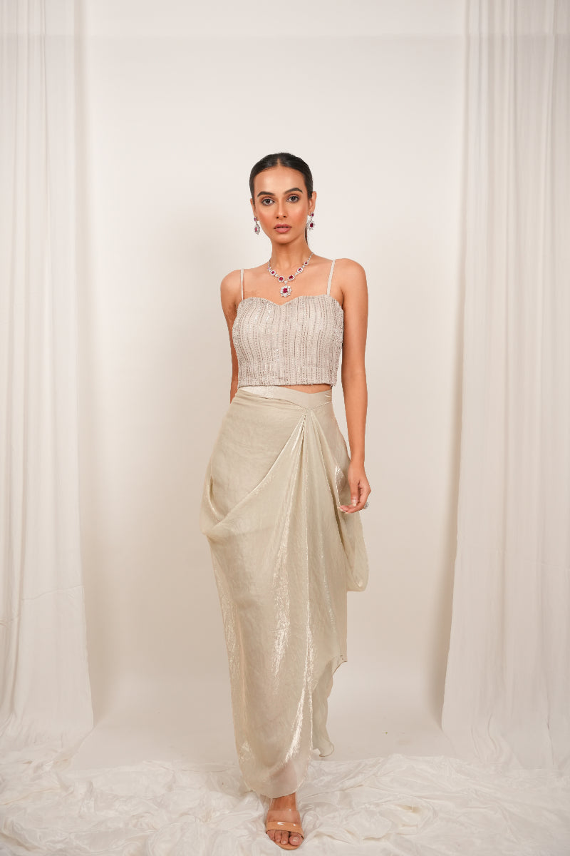 SKIRT, BUSTIER AND KAFTAN SET