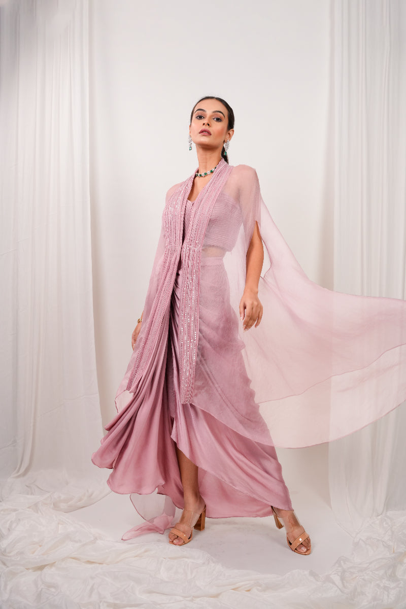 DRAPE SKIRT AND WIRED KAFTAN