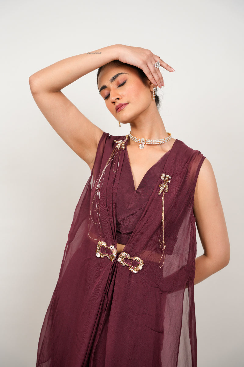 LONG JACKET WITH PLEATED SKIRT