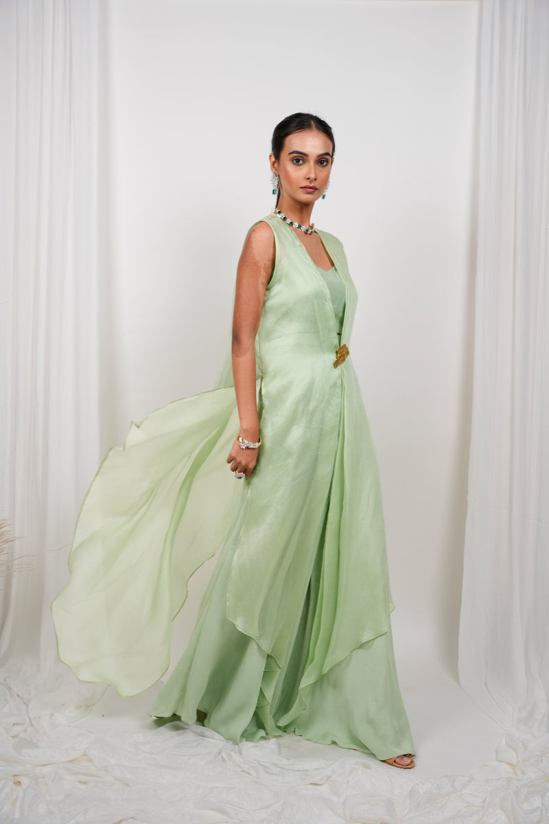 LONG JACKET WITH FLARED PANTS