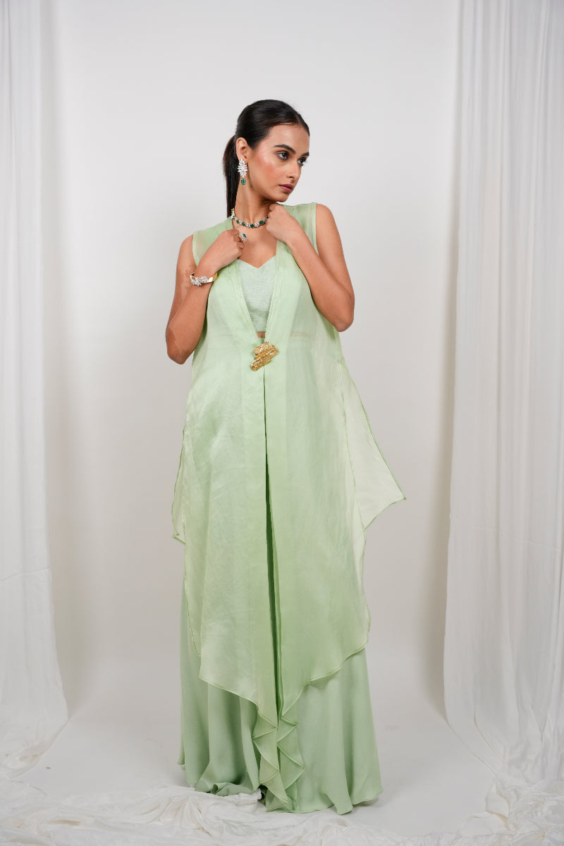 LONG JACKET WITH FLARED PANTS