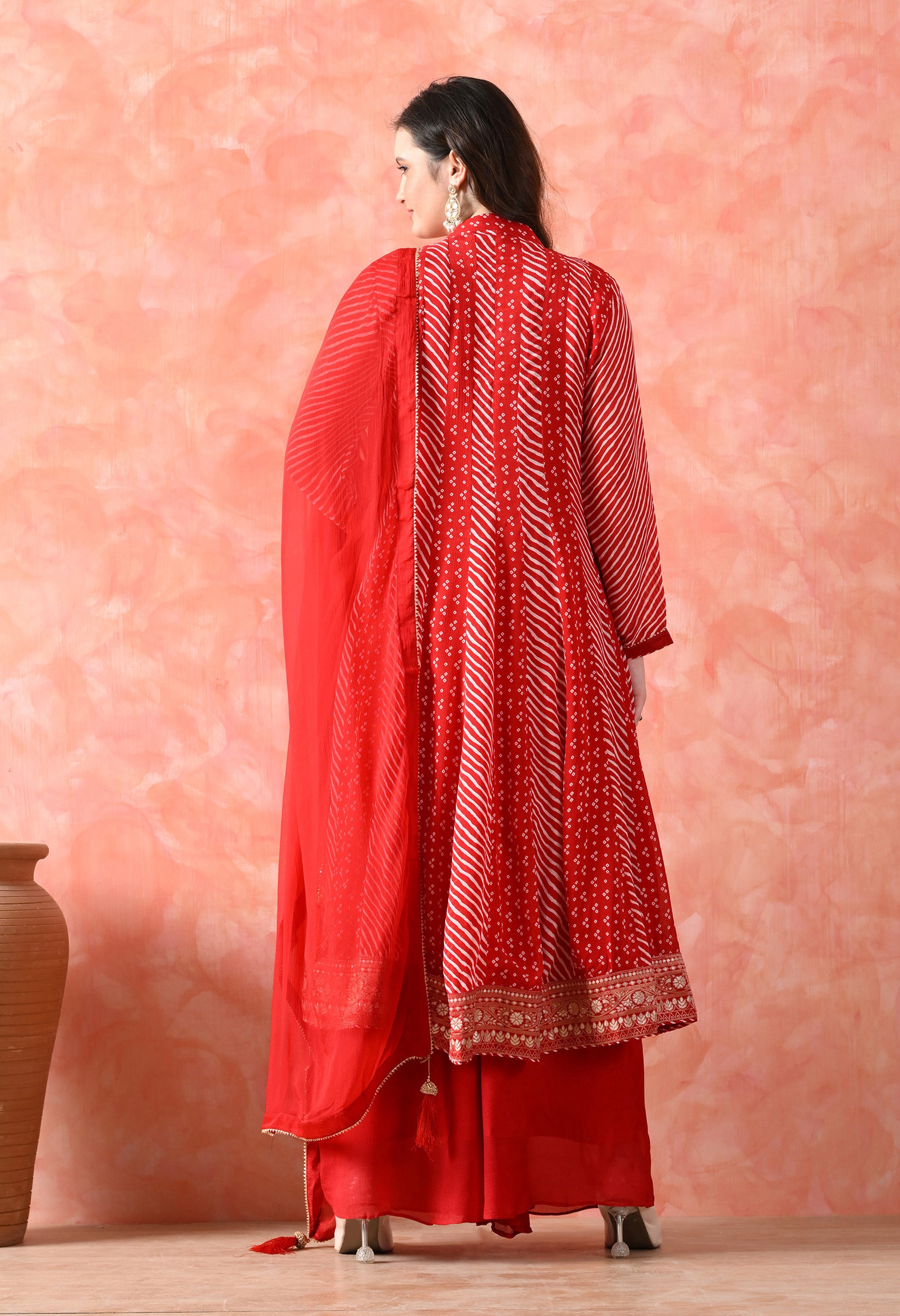 Red Anarkali Set