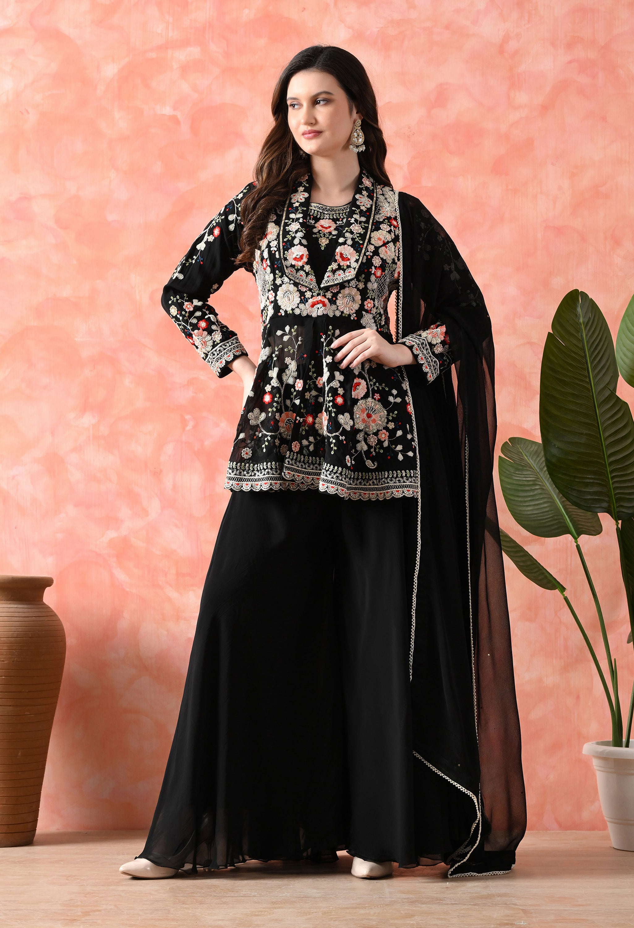 Black Sharara Set