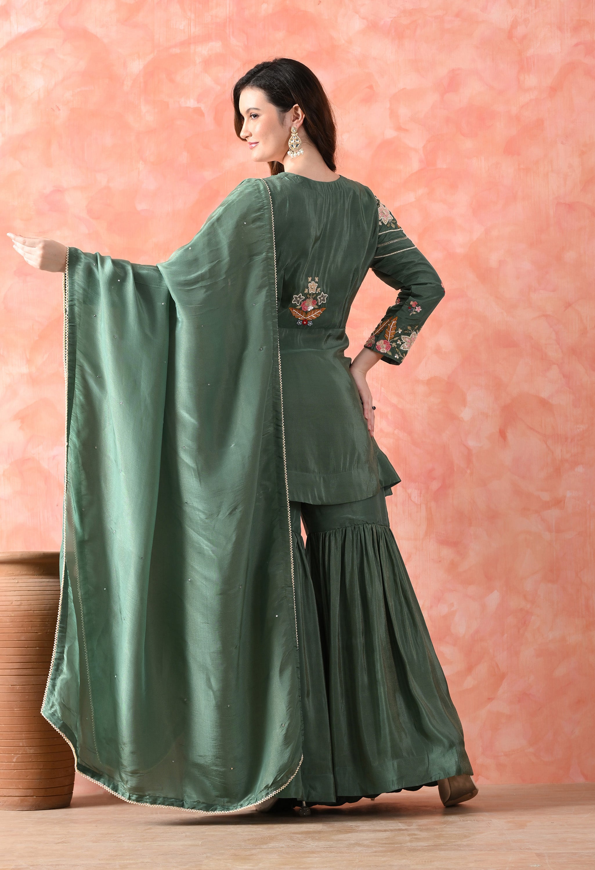 Green Gharara Set