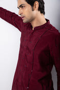Load image into Gallery viewer, Aias Maroon Kurta Set- close view
