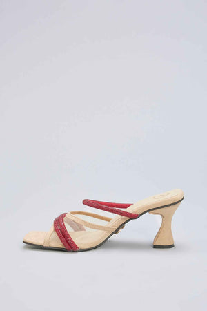 Beige Open Toe Slip on Closure Alaya Ruby Heels