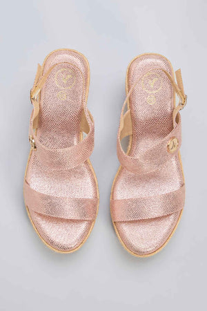 Pink Vegan Leather Wedges