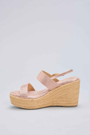 Pink Vegan Leather Wedges