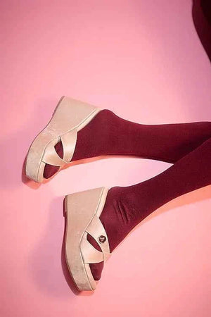 Nude Vegan Leather Wedges