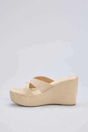 Nude Vegan Leather Wedges