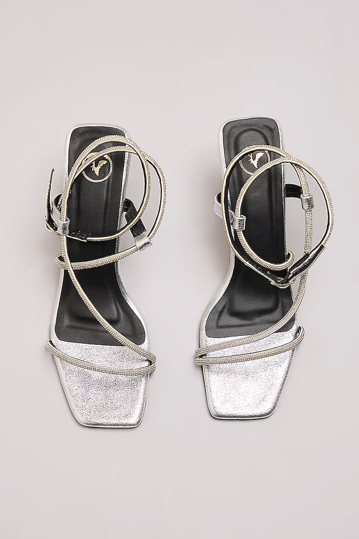 Silver Berry Pro Heels for Women – Open Toe with Buckle Closure