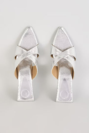 New Silver X Kitten Heel